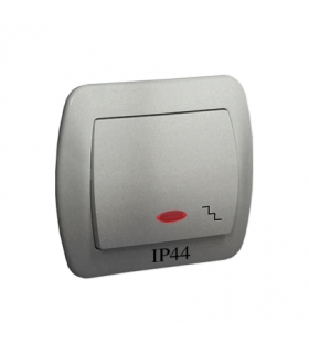 Łącznik schodowy bryzgoszczelny IP44 z podświetleniem 10AX, 250V, zaciski śrubowe, aluminiowy AW6BL/26