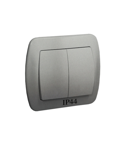 Łącznik schodowy podwójny bryzgoszczelny IP44 aluminiowy, metalizowany 10AX AW6/2B/26