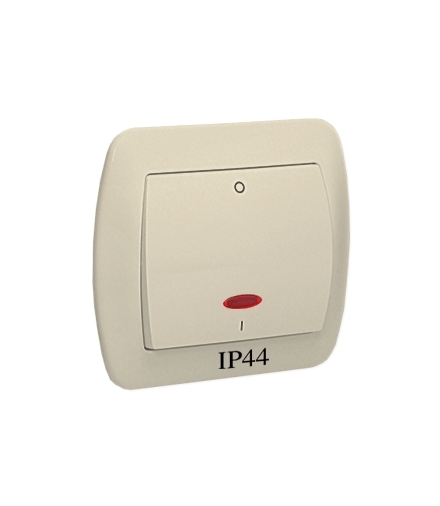 Łącznik dwubiegunowy z podświetleniem bryzgoszczelny beżowy 10AX AW2BL/12