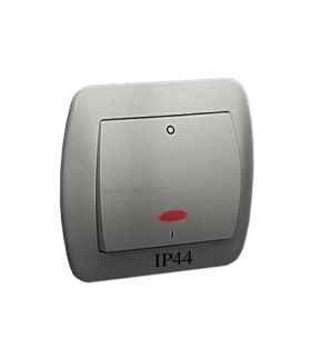 Łącznik dwubiegunowy bryzgoszczelny IP44 z podświetleniem 10AX, 250V, zaciski śrubowe, aluminiowy AW2BL/26