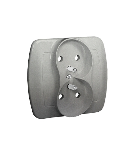 Gniazdo wtyczkowe podwójne z uziemieniem aluminiowy, metalizowany 16A AGZ2/26