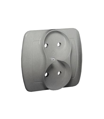 Gniazdo wtyczkowe podwójne bez uziemienia aluminiowy, metalizowany 16A AG2/26