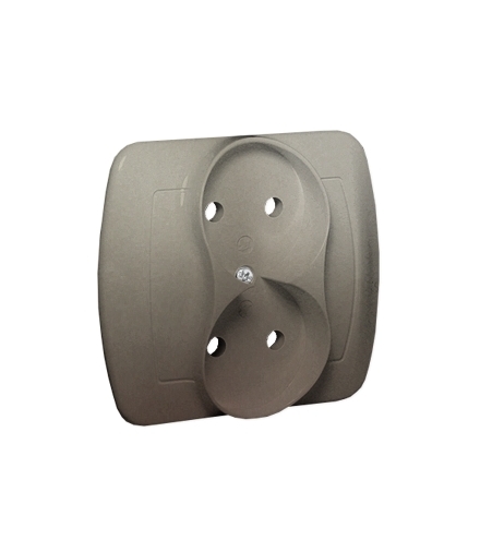 Gniazdo wtyczkowe podwójne bez uziemienia satynowy, metalizowany 16A AG2/29