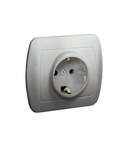 Gniazdo wtyczkowe pojedyncze z uziemieniem typu Schuko aluminiowy, metalizowany 16A AGSZ1E/26