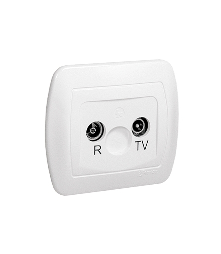 Gniazdo antenowe R-TV końcowe separowane tłum.1dB biały AAK/11