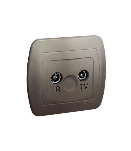 Gniazdo antenowe R-TV końcowe separowane tłum.1dB satynowy, metalizowany AAK/29