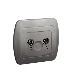 Gniazdo antenowe R-TV przelotowe tłum.10dB aluminiowy, metalizowany AA10/26