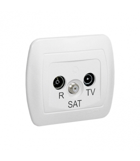 Gniazdo antenowe R-TV-SAT końcowe/zakończeniowe tłum.1dB biały AAS/11