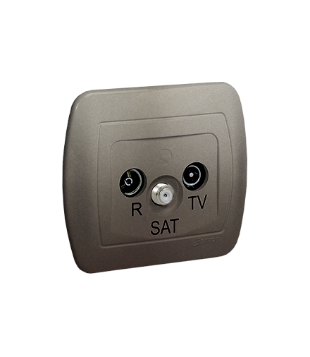 Gniazdo antenowe R-TV-SAT końcowe/zakończeniowe tłum.1dB satynowy, metalizowany AAS/29