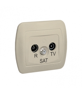 Gniazdo antenowe R-TV-SAT przelotowe tłum.10dB beżowy AASP/12