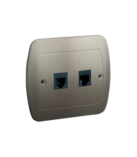 Gniazdo telefoniczne podwójne RJ11 satynowy, metalizowany ATF2/29