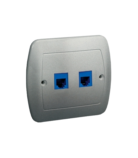 Gniazdo telefoniczne podwójne RJ12 aluminiowy, metalizowany AT2/26