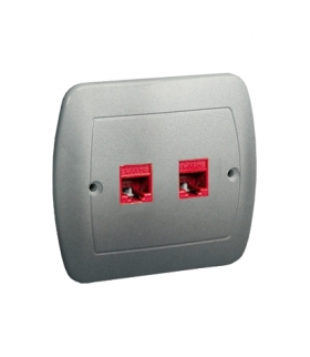 Gniazdo komputerowe podwójne RJ45 kategoria 5e aluminiowy, metalizowany AF52/26