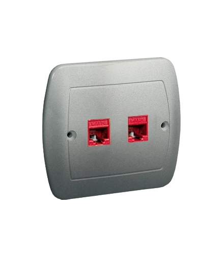 Gniazdo komputerowe podwójne RJ45 kategoria 5e aluminiowy, metalizowany AF52/26
