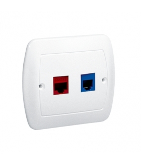 Gniazdo komputerowe RJ45 kategoria 5e + telefoniczne RJ12 biały A5T/11