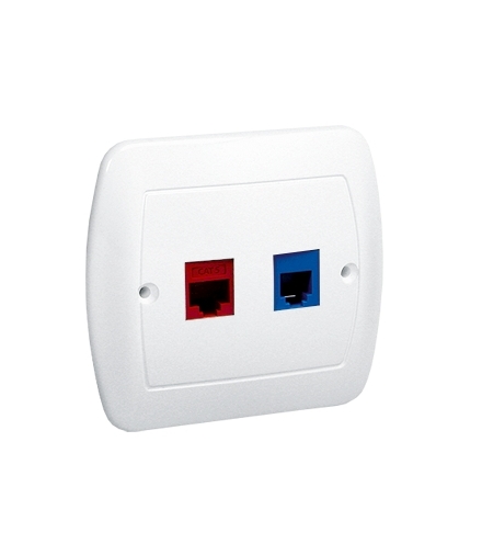 Gniazdo komputerowe RJ45 kategoria 5e + telefoniczne RJ12 biały A5T/11