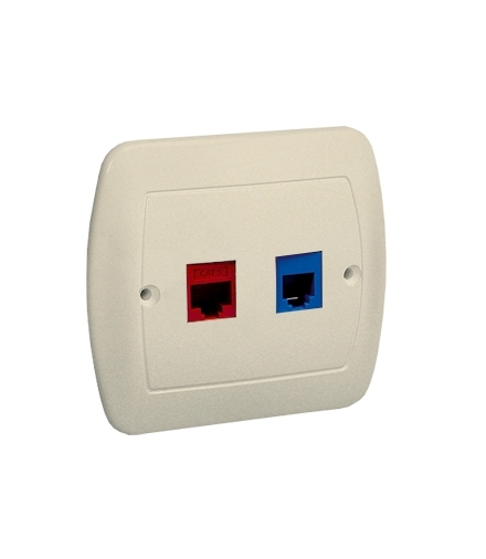 Gniazdo komputerowe RJ45 kategoria 5e + telefoniczne RJ12 beżowy A5T/12