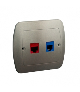 Gniazdo komputerowe RJ45 kategoria 5e + telefoniczne RJ12 satynowy, metalizowany A5T/29