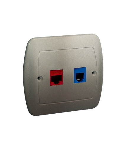 Gniazdo komputerowe RJ45 kategoria 5e + telefoniczne RJ12 satynowy, metalizowany A5T/29