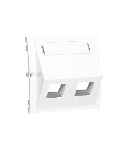 Pokrywa gniazd teleinformatycznych na Keystone skośna podwójna z polem opisowym biały MGKS1P/11