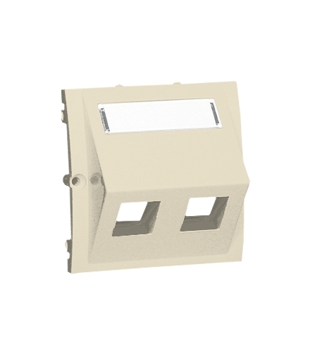 Pokrywa gniazd teleinformatycznych na Keystone skośna podwójna z polem opisowym beżowy MGKS1P/12