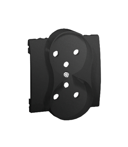 Pokrywa do gniazda wtyczkowego podwójnego z uziemieniem - przesłony torów prądowych grafit mat, metalizowany MGZ2MZP/28