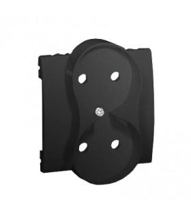 Pokrywa do gniazda wtyczkowego podwójnego bez uziemienia - przesłony torów prądowych grafit mat, metalizowany MG2MZP/28