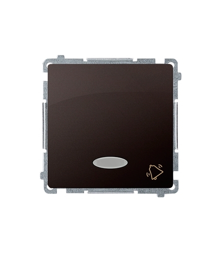 Przycisk "dzwonek" z podświetleniem LED nie wymienialny kolor niebieski (moduł) 10AX 250V, szybkozłącza, czekoladowy mat, metali