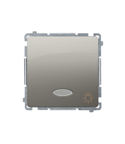 Przycisk "światło" z podświetleniem LED nie wymienialny kolor niebieski (moduł) 10AX 250V, szybkozłącza, satynowy, metalizowany 