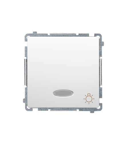 Przycisk "światło" z podświetleniem LED nie wymienialny kolor niebieski (moduł) 10AX 12V, zaciski śrubowe, biały BMS1L12V.01/11