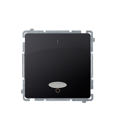 Łącznik dwubiegunowy z podświetleniem LED nie wymienialny kolor niebieski (moduł) 10AX 250V, szybkozłącza, grafit mat, metalizow