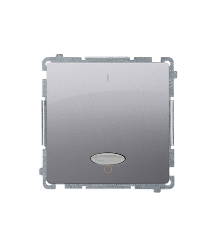 Łącznik dwubiegunowy z podświetleniem LED nie wymienialny kolor niebieski (moduł) 10AX 250V, szybkozłącza, srebrny mat, metalizo