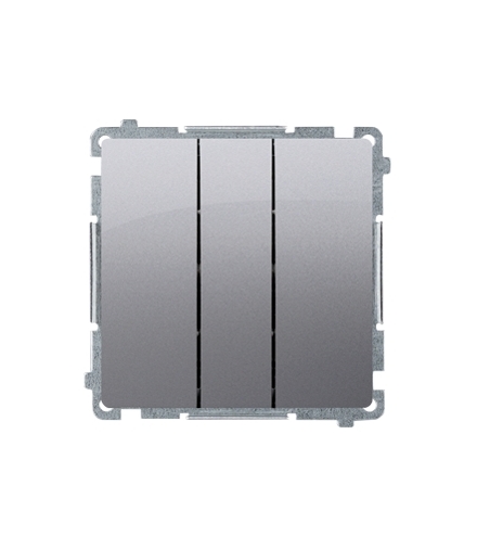 Przycisk potrójny z podświetleniem LED nie wymienialny kolor niebieski (moduł) 10AX 250V, szybkozłącza, inox, metalizowany BMP31