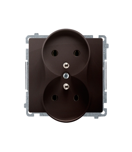 Gniazdo wtyczkowe podwójne z uziemieniem z przesłonami czekoladowy mat, metalizowany 16A BMGZ2MZ.01/47