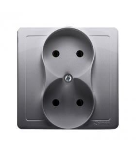 Gniazdo wtyczkowe podwójne bez uziemienia inox, metalizowany 16A BMG2/21