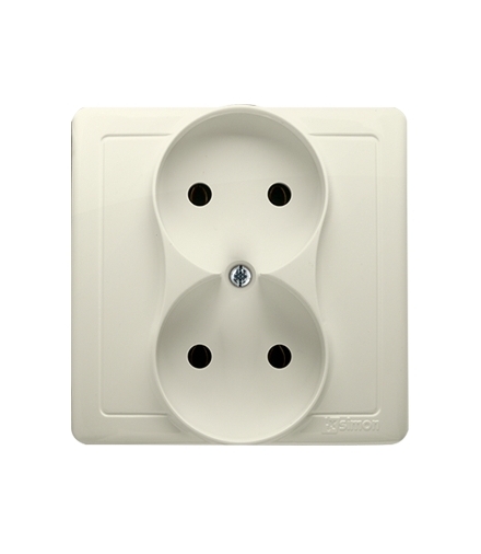 Gniazdo wtyczkowe podwójne bez uziemienia z przesłonami torów prądowych beżowy 16A BMG2Z/12