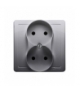 Gniazdo wtyczkowe podwójne bez uziemienia z przesłonami torów prądowych inox, metalizowany 16A BMG2Z/21