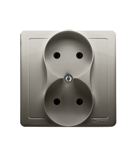 Gniazdo wtyczkowe podwójne bez uziemienia z przesłonami torów prądowych satynowy, metalizowany 16A BMG2Z/29