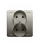 Gniazdo wtyczkowe podwójne bez uziemienia z przesłonami torów prądowych satynowy, metalizowany 16A BMG2Z/29