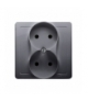 Gniazdo wtyczkowe podwójne bez uziemienia z przesłonami torów prądowych srebrny mat, metalizowany 16A BMG2Z/43