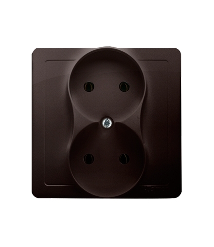 Gniazdo wtyczkowe podwójne bez uziemienia z przesłonami torów prądowych czekoladowy mat, metalizowany 16A BMG2Z/47