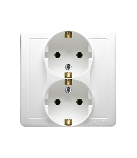 Gniazdo wtyczkowe podwójne z uziemieniem typu Schuko biały 16A BGSZ2Z/11