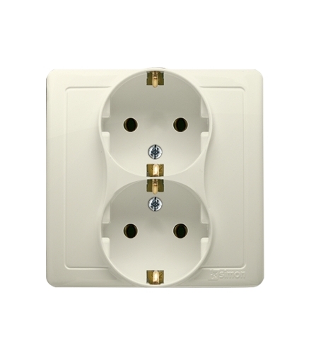 Gniazdo wtyczkowe podwójne z uziemieniem typu Schuko beżowy 16A BGSZ2Z/12