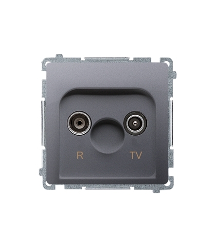 KONIEC PRODUKCJI - DOSTEPNY DO WYCZERPANIA STANÓW MAGAZYNOWYCH gniazdo antenowe R-TV przelotowe tłum.16dB inox, metalizowany BMZ