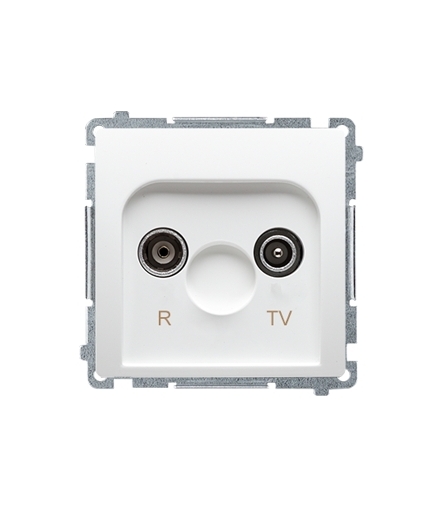 KONIEC PRODUKCJI - DOSTEPNY DO WYCZERPANIA STANÓW MAGAZYNOWYCH gniazdo antenowe R-TV przelotowe tłum.20dB biały BMZAP20/1.01/11