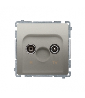 KONIEC PRODUKCJI - DOSTEPNY DO WYCZERPANIA STANÓW MAGAZYNOWYCH gniazdo antenowe R-TV przelotowe tłum.23dB satynowy, metalizowany