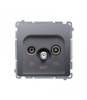 Gniazdo antenowe R-TV-SAT przelotowe tłum.10dB inox, metalizowany BMZAR-SAT10/P.01/21