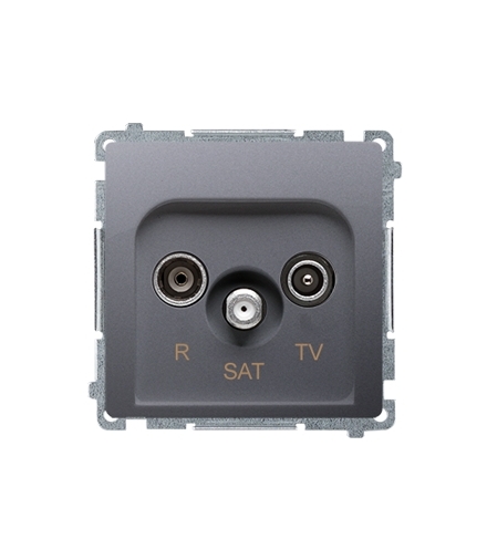 Gniazdo antenowe R-TV-SAT przelotowe tłum.10dB inox, metalizowany BMZAR-SAT10/P.01/21
