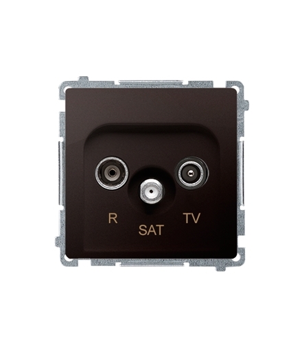 Gniazdo antenowe R-TV-SAT przelotowe tłum.10dB czekoladowy mat, metalizowany BMZAR-SAT10/P.01/47