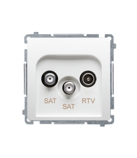 Gniazdo antenowe SAT-SAT-RTV satelitarne podwójne tłum.1dB biały BMZAR+SAT3.1-P2.01/11